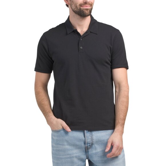 RAG & BONE Black Classic Slub Jersey Polo